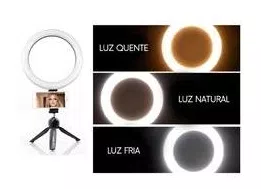 Anel De Luz Led Ring Light 16 Cm Tripé Mesa Suporte Celular Youtuber Maquiagem