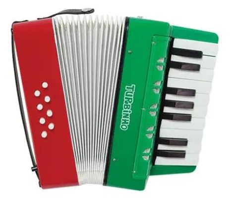 Acordeon Infantil 17 Teclas e 8 Baixos  e Verde 104-RG - Turbinho