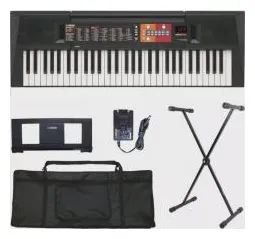 Kit Teclado Musical Yamaha Psr-f51 61 Teclas Suporte Base + Capa + Fonte Bivolt