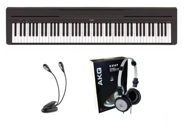 Kit Piano Yamaha P45 com Fone K414 e Luminária