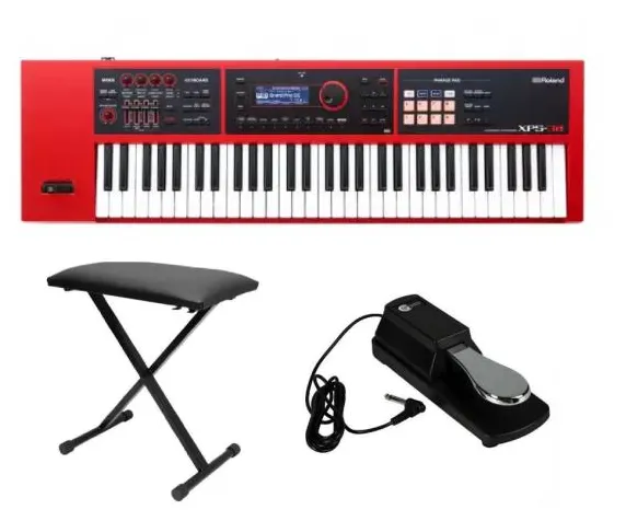 Kit Teclado Sintetizador Roland XPS30 rd Banqueta e Pedal