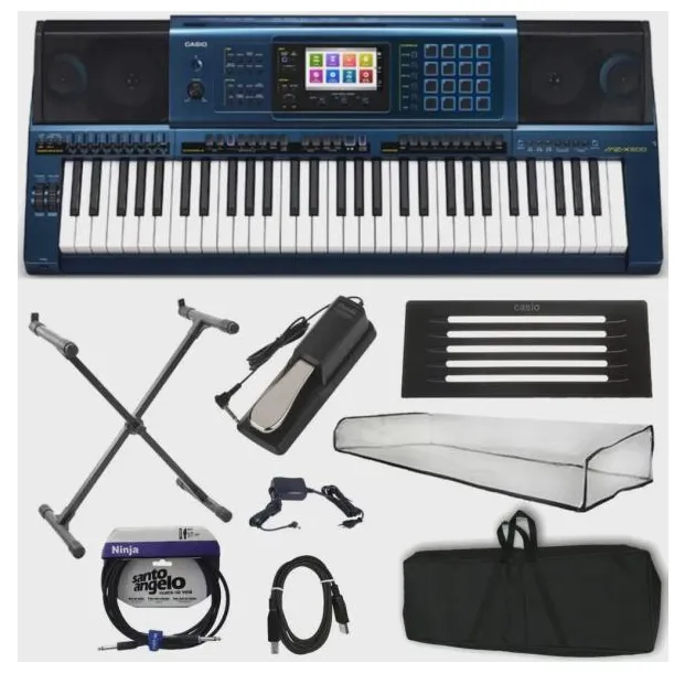 Kit Completo Teclado Profissional Arranjador Casio Mz-x500 - 61 Teclas