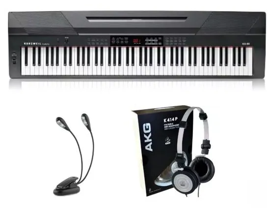 Kit Piano Kurzweil Arranjador KA90 com Fone K414 e Luminária