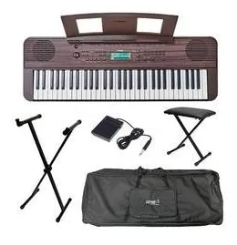 Teclado Yamaha PSR-E360DW + Capa + Estante + Pedal + Banco