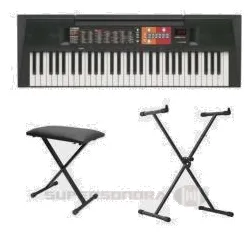 Kit Teclado Yamaha Psr-f51 - 61 Teclas - 32 Polifonias + Banqueta Bt-10 Em X + Suporte Em X + Fonte