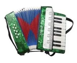 Acordeon Sanfona Infantil 8 Baixos Brinquedo Crianças Verde