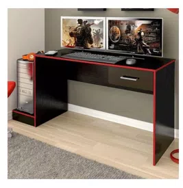 Mesa Gamer Stone Ideal Para 2 Monitores Preto/vermelho - Pnr Móveis