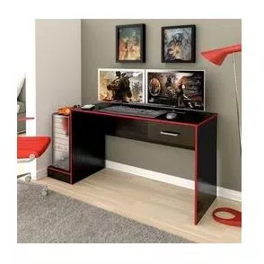 Mesa Gamer para Quarto Preto Vermelho