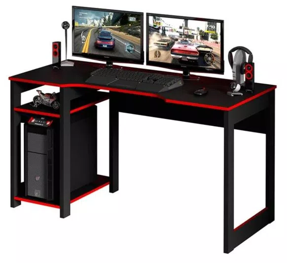 Mesa Para Escritório Gamer Me4152-Tecno Mobili - Preto / Vermelho