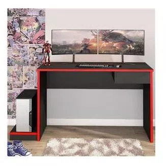 Mesa Gamer Gothan para 2 Monitores 1 Gaveta Grafite/ - Pnr Móveis