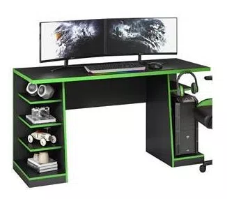 Mesa Gamer Legend Ideal Para 2 Monitores Preto/verde - Notavel