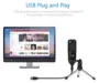 Microfone Condensador USB Microfone Karaoke Gravação Broadcasting Podcasting com Clip Tripé Plug and Play para Laptop pc Desktop 