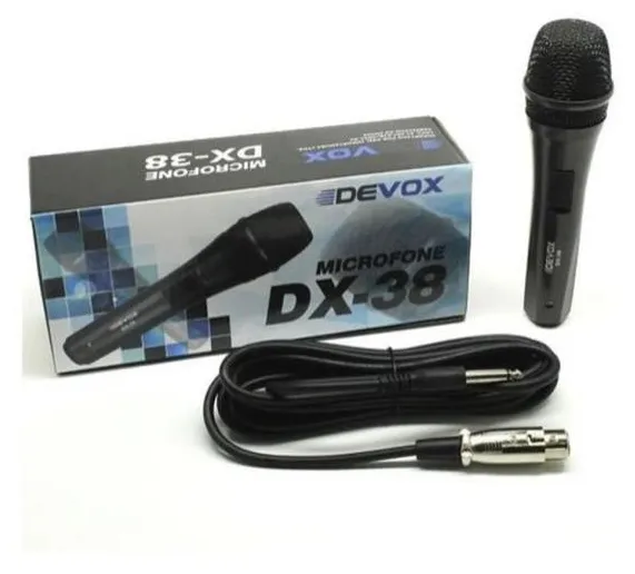 Microfone Devox Profissional Com Fio Dinâmico Dx-38 Com Cabo