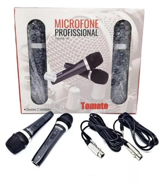 Microfone Com Fio Duplo Profissional Modelo Mt-1003 Tomate