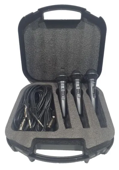 Microfone Stagg SDM15 Kit com 3 Com Cabo