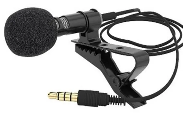 Mini microfone condensador Clip-on lapela Lavalier Mic Wired para o telefone porttil