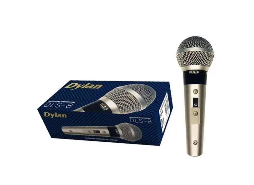 Microfone Dinâmico Com Cabo 3m Dylan DLS-8 Champagne