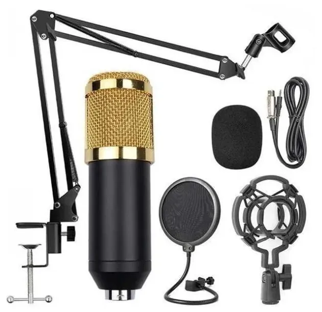 Kit Microfone Condensador Braço Articulado Pop Filter P2 T10