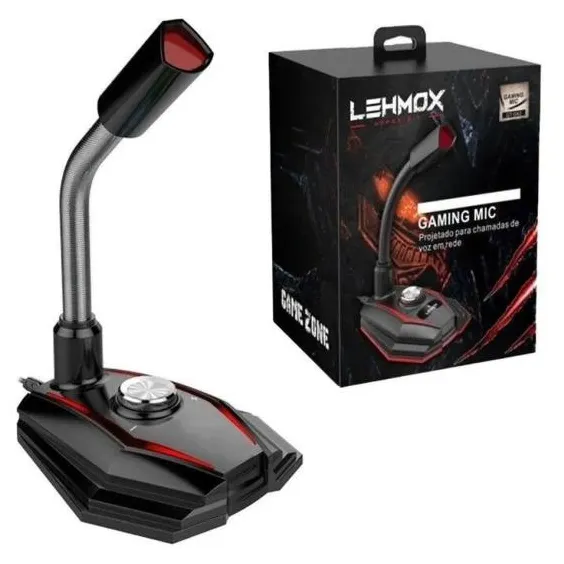 Microfone Gamer De Mesa Omnidirecional P2 Lehmox - Gt-gk2