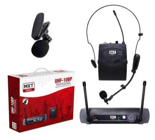 Microfone Lapela Sem Fio Headset MXT Uhf-10bp Profissional