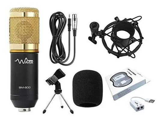 Microfone Condensador Profissional Bm800 Estúdio Para YouTube e Podcast Waver ()