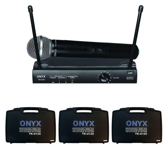 Kit 3 Microfones Sem Fio TK-U120 UHF Onyx