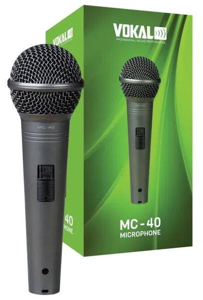 Microfone Com Fio De Mão Dinâmico Unidirecional Mc 40 Vokal