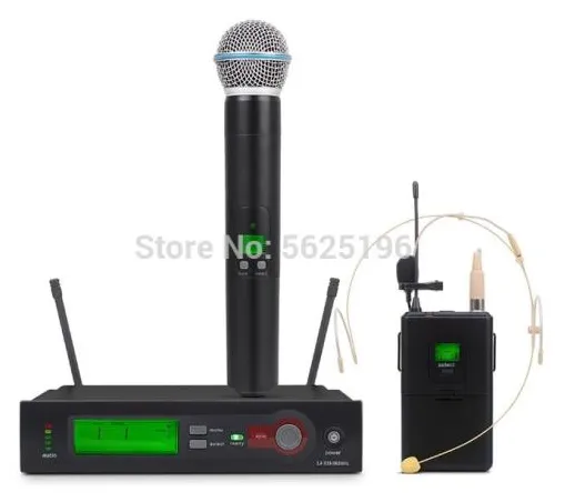 Microfone profissional slx4 uhf com sistema de microfone sem fio, alta qualidade slx24/bet58 para