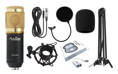 Microfone Condensador Bm800 + Suporte Mesa+ Pop Filter Waver ()