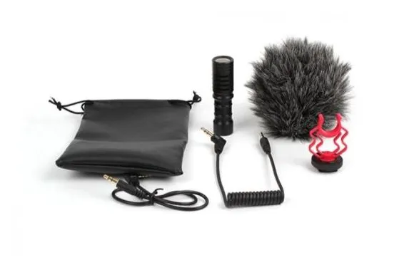 Kit c/ Microfone Direcional (shotgun) p/ Smartphone, C/dead Cat, Bag, Aranha