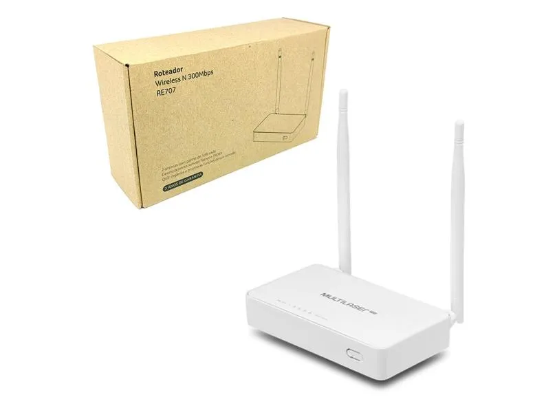 Roteador Multilaser RE707, 2.4GHz (300 Mbps), 2 Antenas - 4 Portas 10/100 - Função Preset