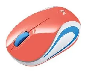 Combo Mini Mouse sem fio Logitech M187 com Design Ambidestro Conexão USB Pilha Inclusa e Capa para Notebook até 14' - Coral