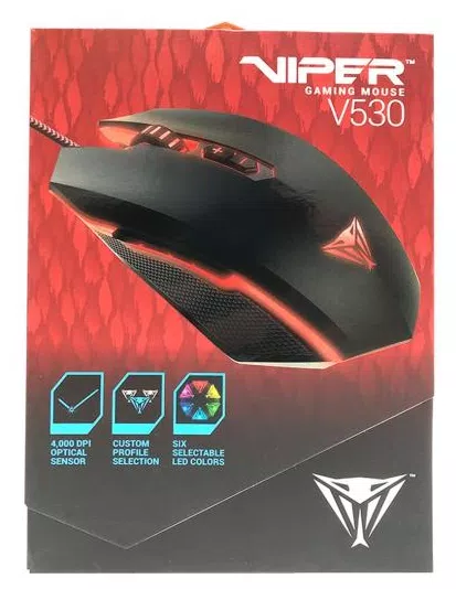 Mouse Gamer Patriot Viper V530, RGB, 4000 DPI, Teclas de Macro