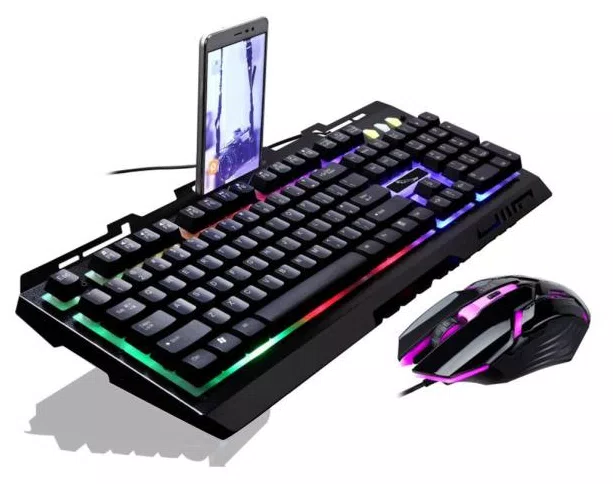 G700 jogo Luminous USB Wired Mouse e teclado terno com luzes LED arco-ªris