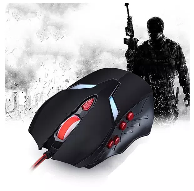 JS-L1 LED USB Wired Optical Mouse Jogo ajustvel 3200 dpi Laptop 8 Bot? Es