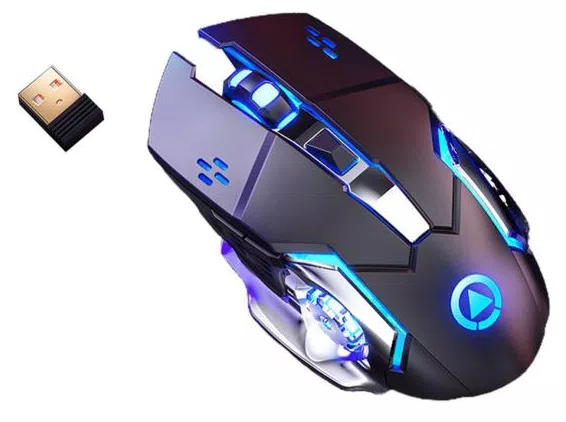 Mouse para jogos sem fio A4 recarregável silencioso com luz de fundo LED USB mouse óptico