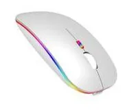 Mouse sem fio LED, Mouse recarregável com receptor USB Nano, mouse silencioso fino para laptop, MacBook, PC, Notebook, Computador (Prata)