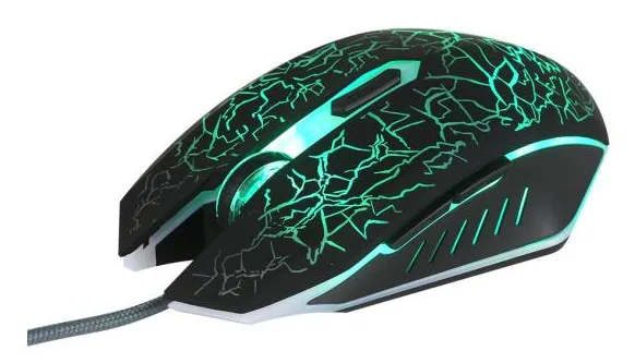 Mouse para jogos com fio 3600DPI Mouse ergonômico Mouse óptico 4 níveis de dpi ajustáveis / 6 botões / luz de respiração de 7 cores, 