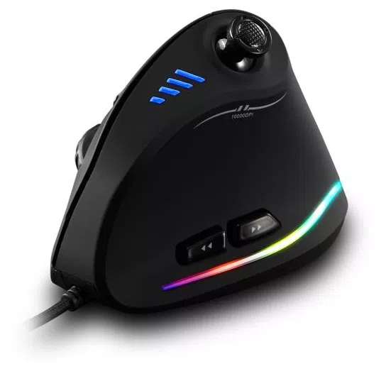 Vertical Wired Gaming Mouse 11 botões programáveis zelote 18 C-ajustável 10000DPI Laser Motor rgb Luz Belt 128KB de bordo  Memória