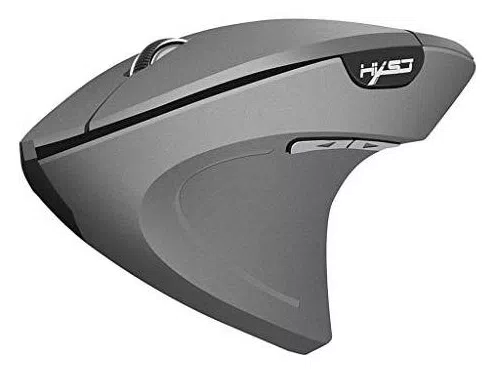 Mouse sem fio Almencla 2,4 GHz óptico vertical para jogo/escritório mouse com 3 DPIs ajustáveis: 800/1600/2400, 6 botões de controle - 