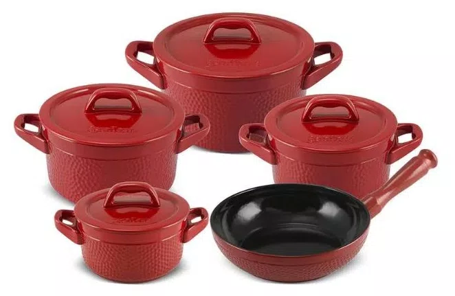 Conjunto de Panelas Cerâmica 5 peça(s) Ceraflame Ceramic Jogo De Panelas Cerâmica Martelado