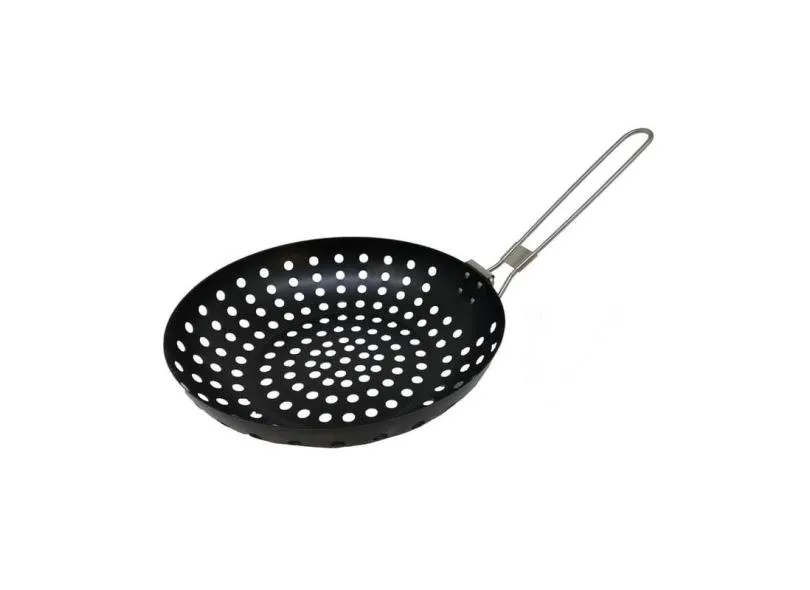 Panela Frigideira Wok Com Cabo Para Churrasqueira 30Cm Prana