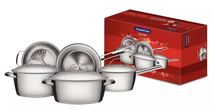 Conjunto de Panelas Tramontina Aço Inox 5 peça(s) Allegra