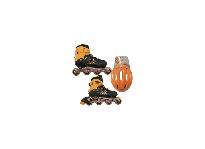 Kit Patins In Line + Capacete Laranja Tam P Vollo