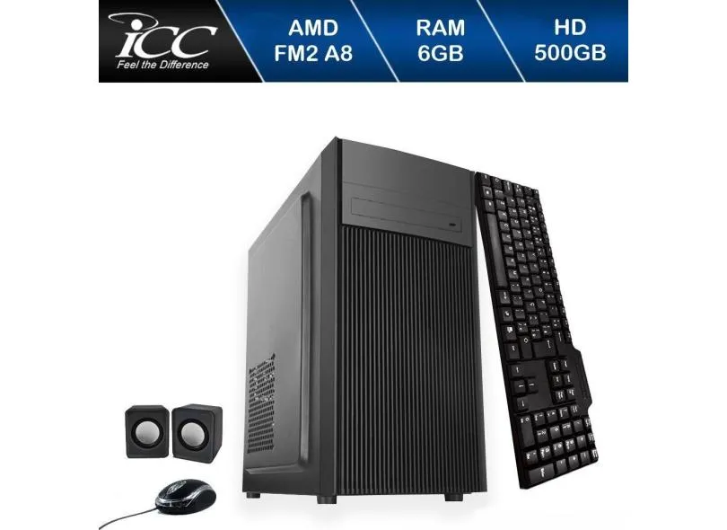 Computador Icc Processador Amd Fm2 A8 6gb de Ram Hd 500gb Kit Multimídia Dvdrw