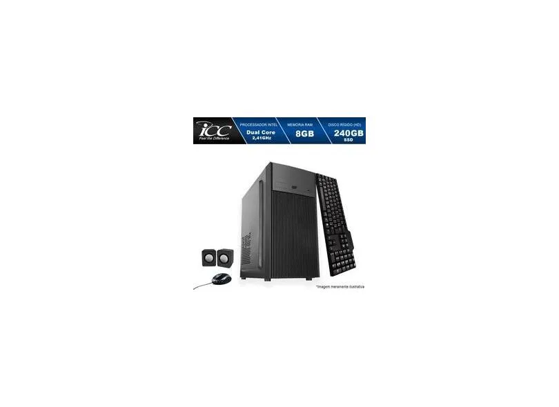 Computador Desktop ICC IV1887C Intel Dual Core 2.41ghz 8GB HD 240GB SSD DVDRW, teclado, mouse, som USB3.0 HDMI FULLHD