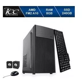 Computador Icc Processador Amd Fm2 A10 8gb de Ram Ssd 240 Gb Kit Multimídia Windows 10