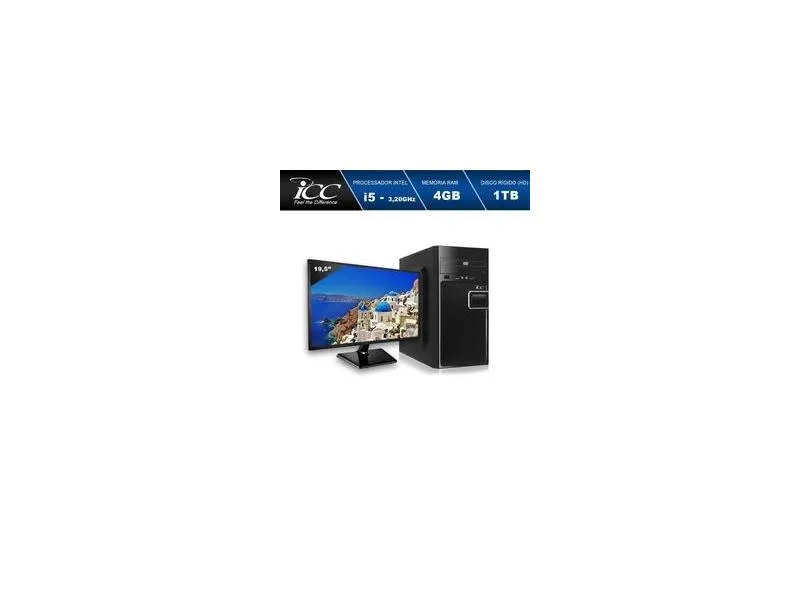 Computador Desktop ICC IV2542DM19 Intel Core I5 3.20 ghz 4GB HD 1TB DVDRW HDMI FULL HD Monitor LED 19,5"