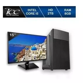 Computador ICC Intel Core I5 3.20 ghz 8GB HD 2TB Kit Multimídia HDMI FULLHD Monitor LED