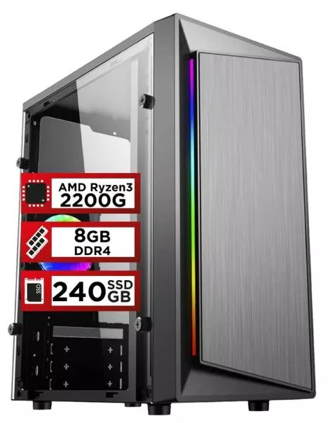 PC Gamer PlayNow AMD Ryzen 3 2200G 8GB DDR4 2666MHZ (Placa de vídeo Radeon RX 550 4GB) SSD 240GB 500W Skill